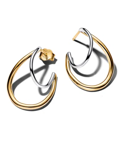 Pandora Two-tone Double Hoop Earrings In Gold
