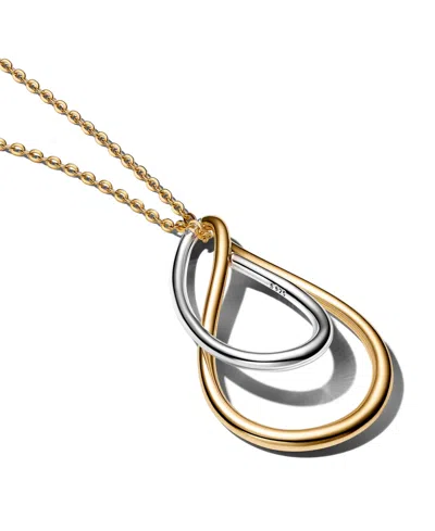 Pandora Two-tone Double Pendant Necklace In Gold