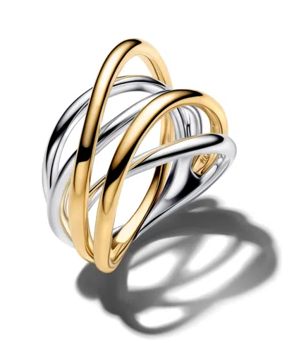Pandora Two-tone Entwined Band Ring In Metallic