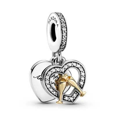 Pandora Two-tone Happy Anniversary Dangle Charm In Gold