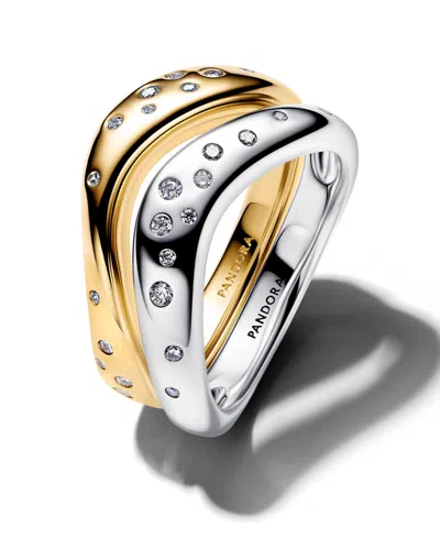 Pandora Two-tone Stacking Rings In Gold