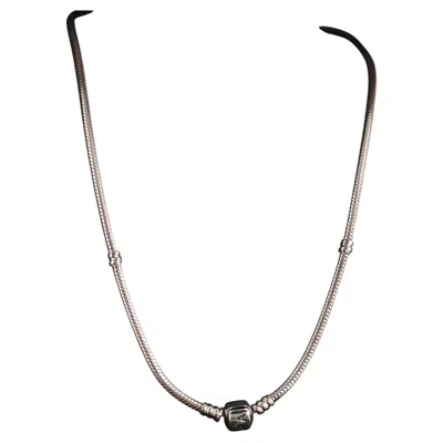 Pre-owned Pandora Vintage  Moments Sterling Silver Snake Chain Charm Necklace 18 In In Multiple