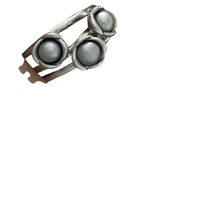 Pre-owned Pandora Vintage  Sterling Silver Triple Pearl Ring 6 Grams In Multi