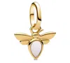 Pandora White Bee Mini Dangle Charms In Gold