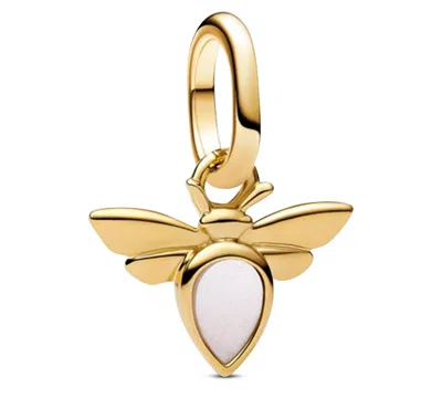 Pandora White Bee Mini Dangle Charms In Gold