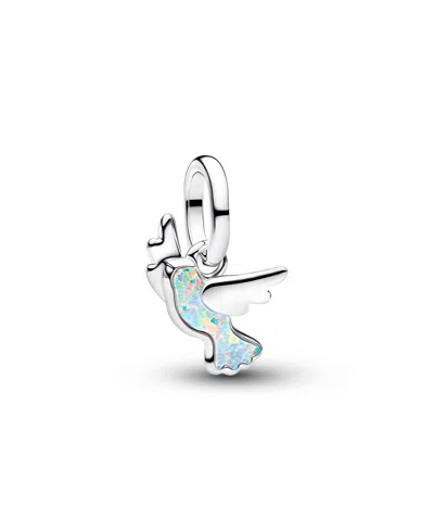 Pandora White Dove Mini Dangle Charm In Metallic