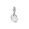 Pandora White Rose Bloom Double Dangle Charm In Sterling Silver In Metallic
