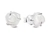 Pandora White Rose In Bloom Stud Earrings In Silver