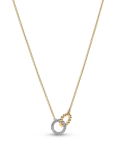 Pandora Women's Cubic Zirconia Two-tone Interlocking Circles Necklace In Gold
