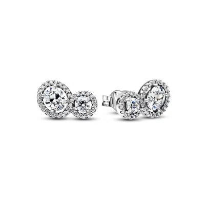 Pandora Women's Embracing Halo Stud Earrings In Silver