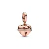 Pandora Women's Heart Bell Plated Dangle Charm In Rose Gold In Gold
