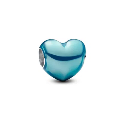 Pandora Women's Metallic Heart Charm In Sky Blue