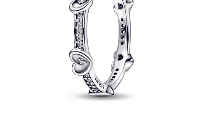 Pandora Women's Radiant Sparkling Hearts Ring In Silver In Metallic