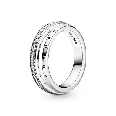 Pandora Women's Signature Sterling Ring In Grey