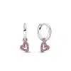 Pandora Women's Sparkling Freehand Heart Hoop Earrings In Rose Gold In Silver