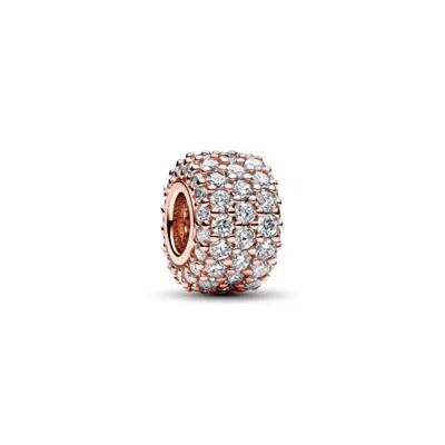 PANDORA WOMEN'S SPARKLING PAVÉ TRIPLE-ROW CHARM IN ROSE GOLD