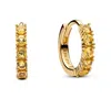 Pandora Yellow Huggie Earrings In Gold