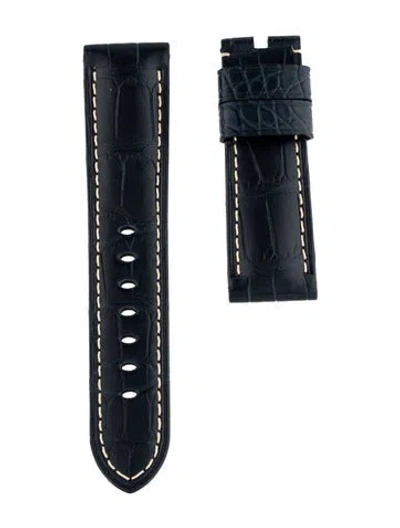 Pre-owned Panerai 24mm Alligator Watch Strap In Blue