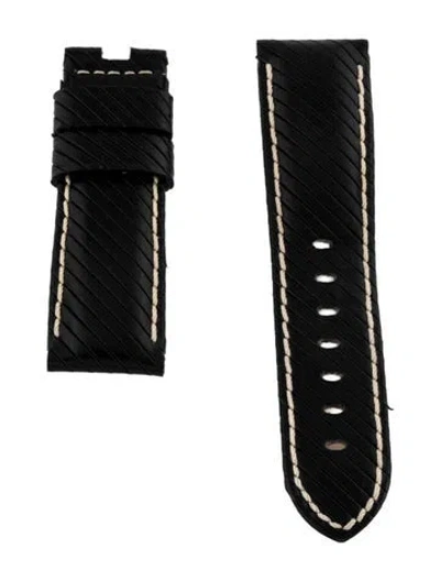 Pre-owned Panerai 24mm Leather Watch Strap In Black
