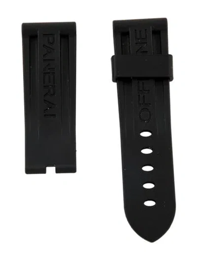 Pre-owned Panerai 24mm Rubber Watch Strap In Black