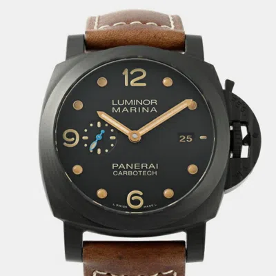 Pre-owned Panerai Black Carbon Luminor Marina Pam00661 Automatic Men's Wristwatch 44mm
