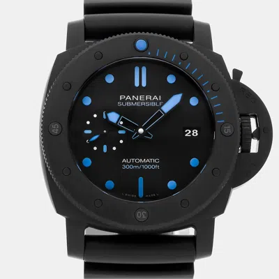 Pre-owned Panerai Black Forged Carbon Luminor Submersible Pam01616 Automatic Men's Wristwatch 47 Mm