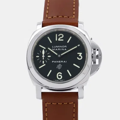 Pre-owned Panerai Black Stainless Steel Luminor Marina Pam00005 Manual Winding Men's Wristwatch 44 Mm