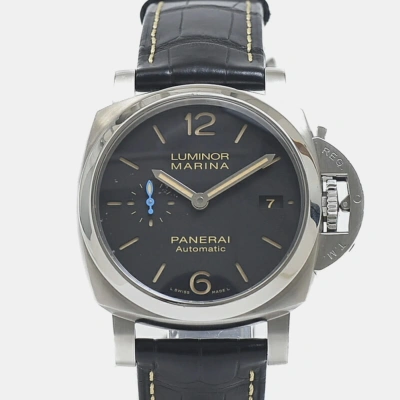 Pre-owned Panerai Black Stainless Steel Luminor Marina Pam01392 Automatic Men's Wristwatch 42 Mm