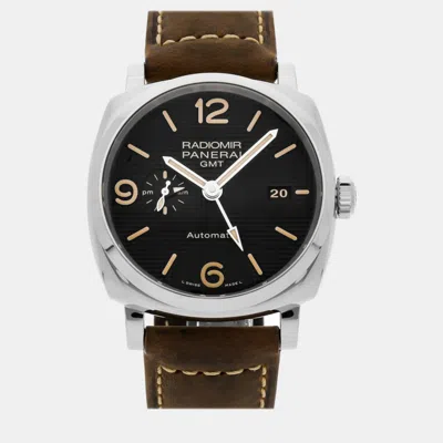 Pre-owned Panerai Black Stainless Steel Radiomir Automatic Men's Wristwatch 45 Mm