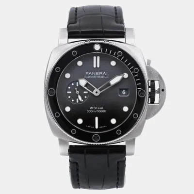 Pre-owned Panerai Black Stainless Steel Submersible Pam01288 Automatic Men's Wristwatch 44mm In Grey