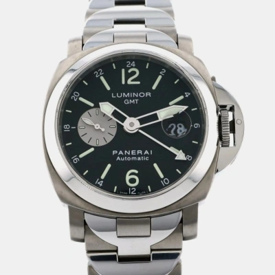Pre-owned Panerai Black Stainless Steel Titanium Luminor Pam00161 Automatic Men's Wristwatch 44 Mm