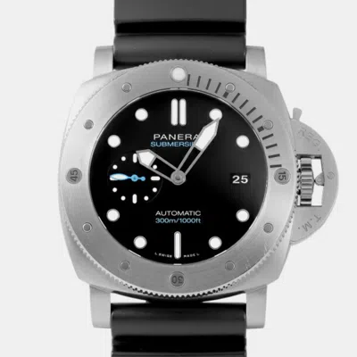 Pre-owned Panerai Black Titanium Luminor Submersible Pam01305 Automatic Men's Wristwatch 47mm