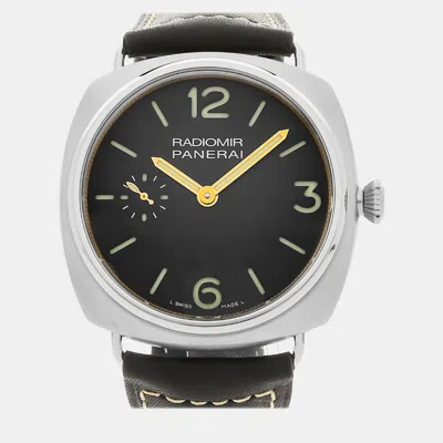 Pre-owned Panerai Black Titanium Radiomir Pam00309 Manual Winding Men's Wristwatch 47 Mm