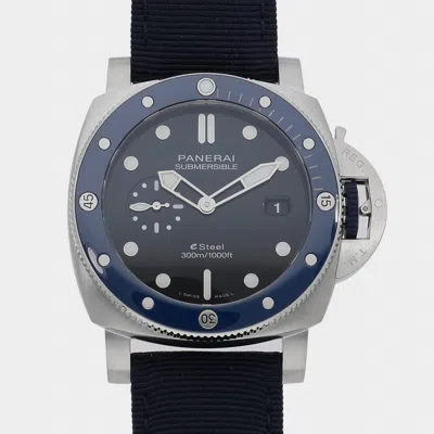 Pre-owned Panerai Blue Stainless Steel Submersible Quaranta Quattro Esteel Pam01289 Automatic Men's Wristwatch 44mm