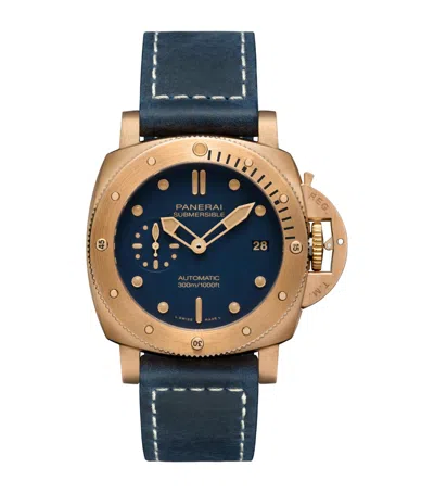 Panerai Bronze Submersible Watch In Blue