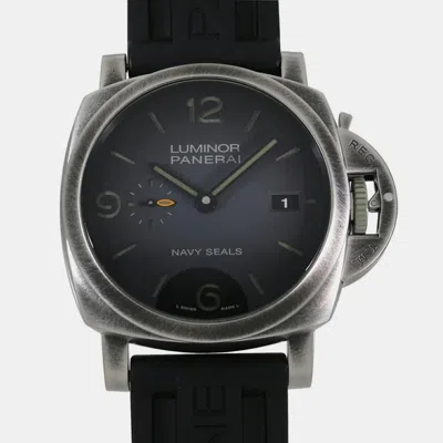 Pre-owned Panerai Gray Pvd Luminor Marina Navy Sealsl Pam01412 Automatic Men's Wristwatch 44mm In Grey