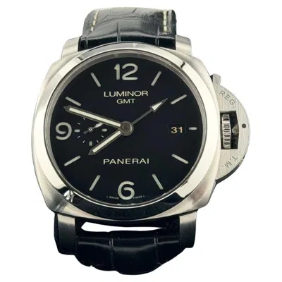Pre-owned Panerai Luminor 1950 3 Days Gmt Pam00320 Pam 320 44mm Black Dial Steel Box Paper