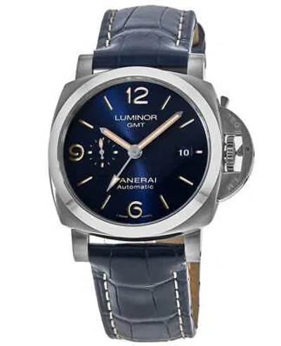 Pre-owned Panerai Luminor 1950 Gmt Automatic Blue Dial Men's Watch Pam01033