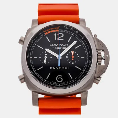 Pre-owned Panerai Luminor 1950 Regatta 3 Days Flyback Pam00526 Black Titanium Automatic Men's Watches 47mm
