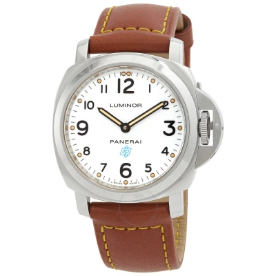 Panerai Luminor Base Logo Acciaio Hand Wind White Dial Men's Watch Pam00630 In Brown
