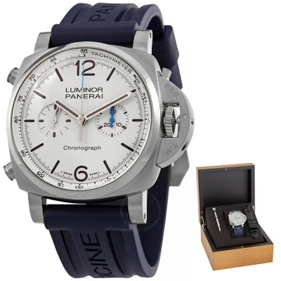 Panerai Luminor Chronograph Automatic White Dial Men's Watch Pam01218 In Black / Blue / White