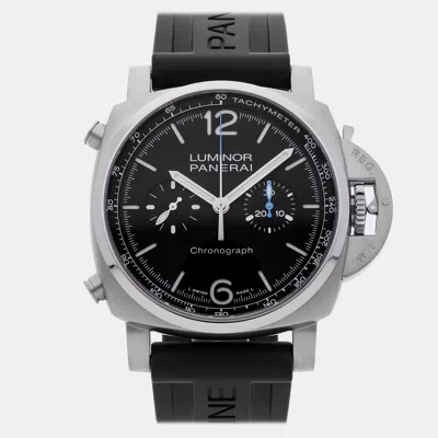 Pre-owned Panerai Luminor Chronograph Pam 1109 Black Stainless Steel Automatic Men's Watches 44 Mm