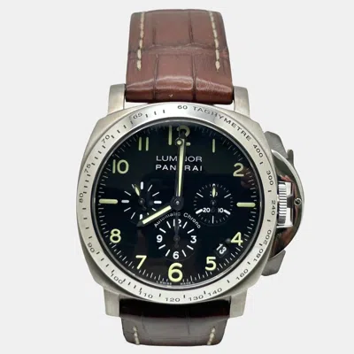 Pre-owned Panerai Luminor Chronograph Pam00072 Automatic Black Titanium Men's Wristwatch 40mm