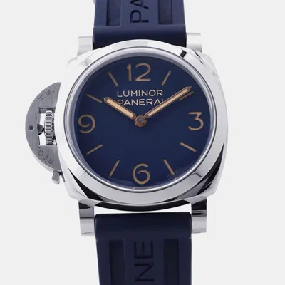 Pre-owned Panerai Luminor Destro Pam01732 Blue Stainless Steel Automatic Men's Watches 44mm
