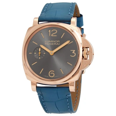 Panerai Luminor Due Hand Wind Men's Watch Pam00677 In Anthracite / Blue / Gold / Gold Tone / Rose / Rose Gold / Rose Gold Tone / Yellow