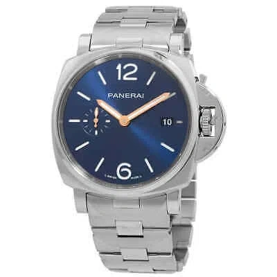 Pre-owned Panerai Luminor Due Automatic Blue Dial Men's Watch Pam01124