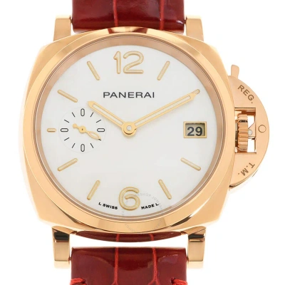 Panerai Luminor Due Goldtech Madreperla White Mother Of Pearl Dial Unisex Watch Pam01280 In Red   / Gold / Gold Tone / Mother Of Pearl / Rose / Rose Gold / Rose Gold Tone / White
