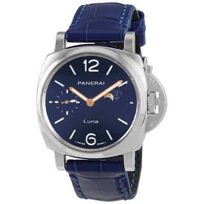 Pre-owned Panerai Luminor Due Luna Automatic Blue Dial Men's Watch Pam01179