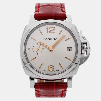 Pre-owned Panerai Luminor Due Pam 1248 Silver Stainless Steel Men's Watches 38 Mm