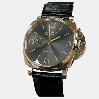 Pre-owned Panerai Luminor Due Pam00675 Automatic Gray 18k Rose Gold Men's Wristwatch 45 Mm